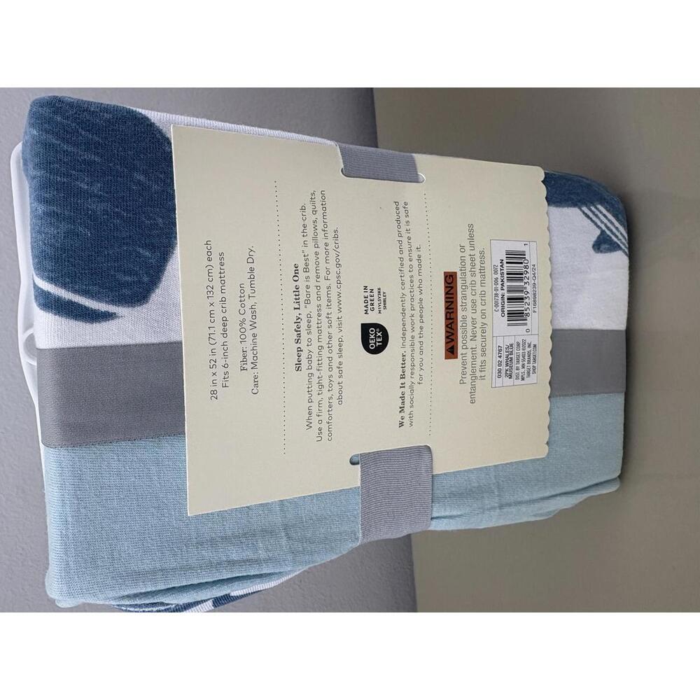 Cloud Island 2-Pack Jersey Crib Fitted Sheets with Whale Print Baby bed toddler - Picture 4 of 4